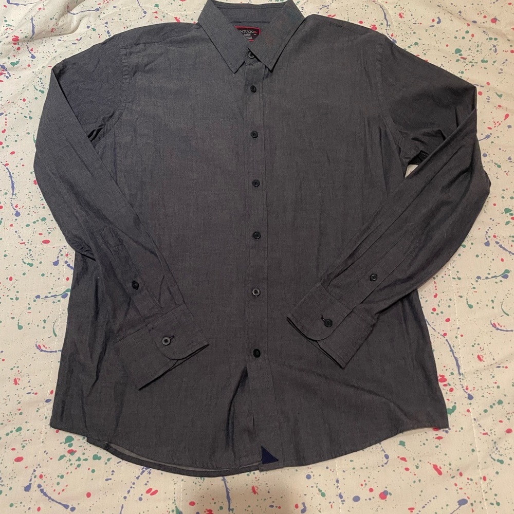 UNTUCKit brushed blue button up